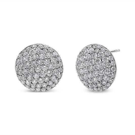 18K White Gold 3 1/2 Cttw Shared Prong Set Diamond Cluster Composite Disc Stud Earrings (F-G Color, VS1-VS2 Clarity)