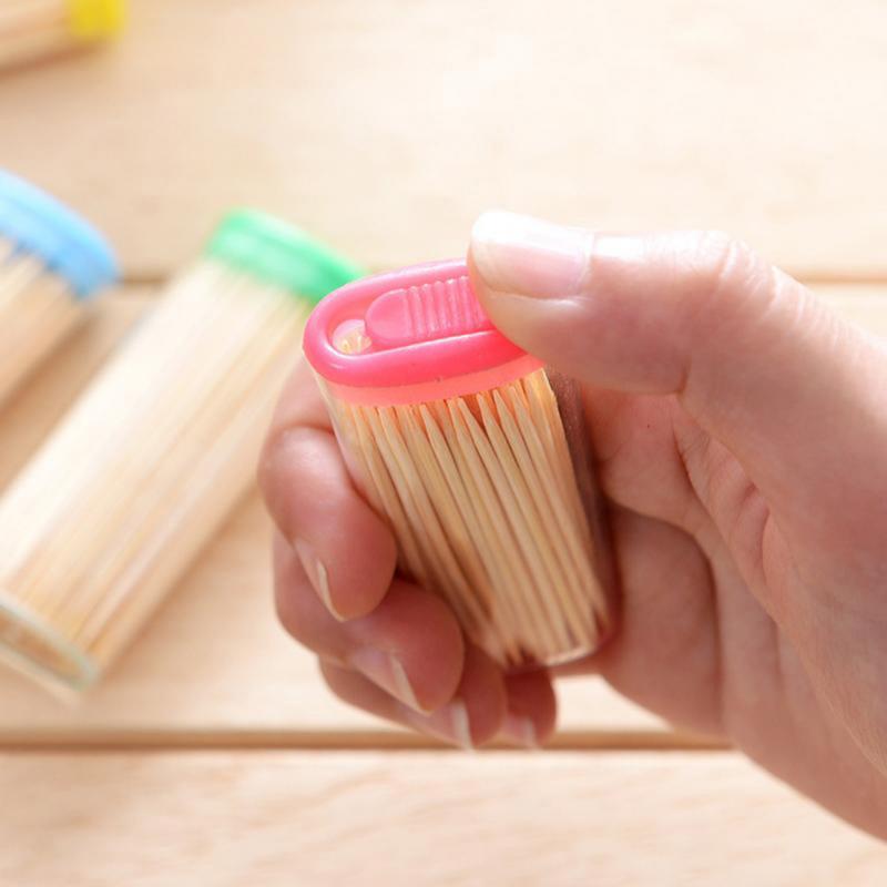 Disposable Wood Toothpick - 100Pcs/Box, Double Sharp, Natural Bamboo, Home Restaurant Hotel Product, Random Color