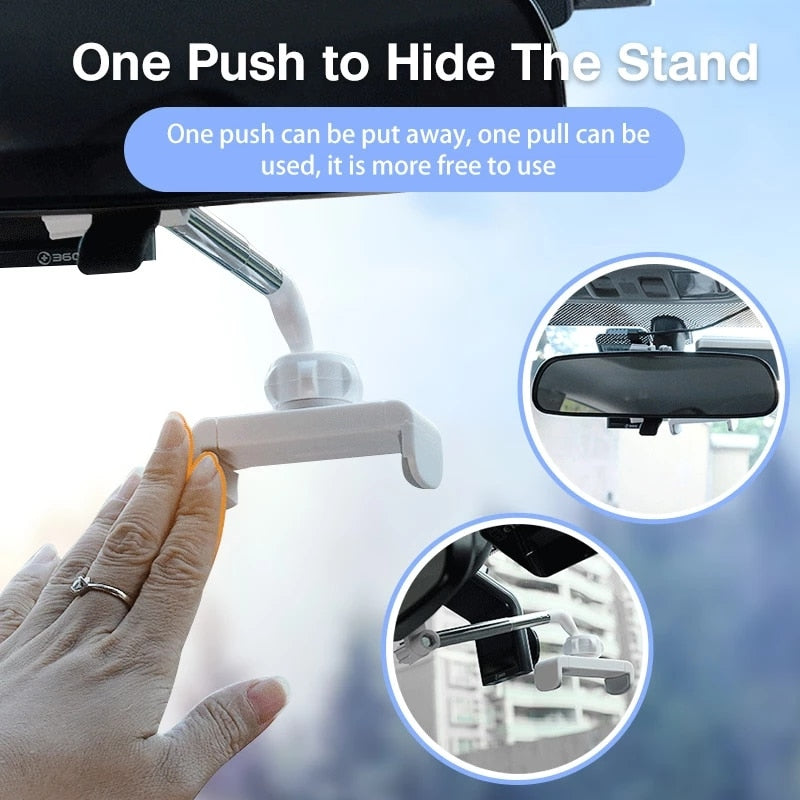 Adjustable Car Rearview Mirror Mount Phone Holder for iPhone 12 - Secure GPS Seat Smartphone Car Phone Holder Stand