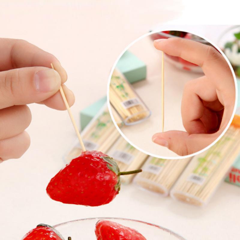 Disposable Wood Toothpick - 100Pcs/Box, Double Sharp, Natural Bamboo, Home Restaurant Hotel Product, Random Color