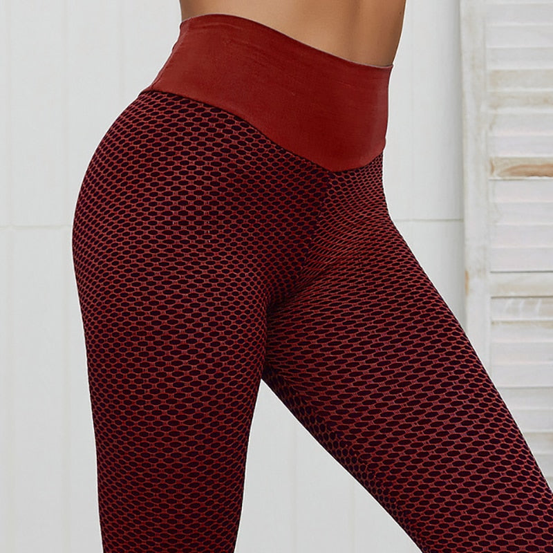 CHRLEISURE Grid Tights Yoga Pants Women - Seamless High Waist Leggings, Breathable Gym Fitness Push Up Clothing, Girl Yoga Pant