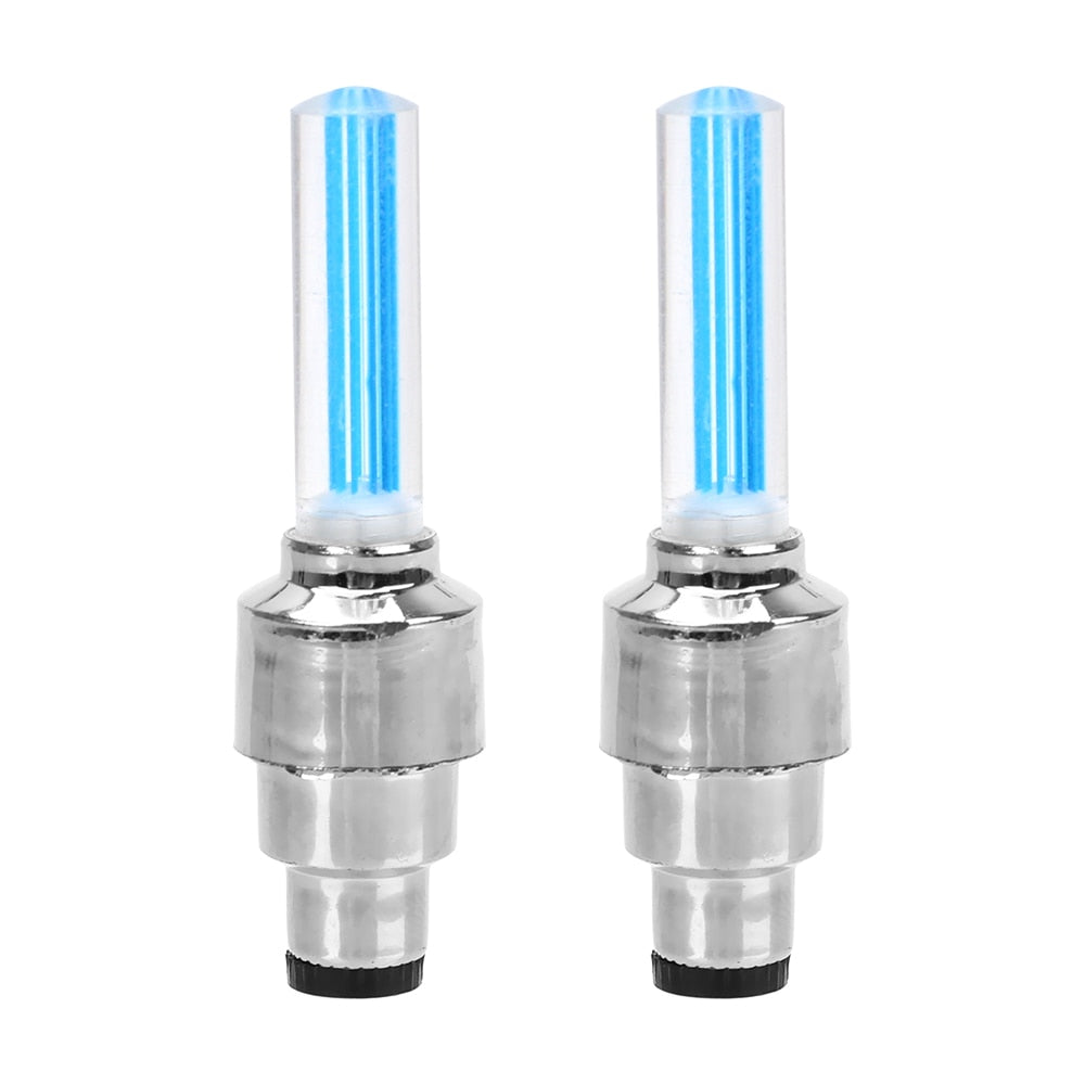 FORAUTO 2PCS Car Wheel LED Light Motocycle Bike Light Tire Valve Cap Decorative Lantern Tire Valve Cap Flash Spoke Neon Lamp