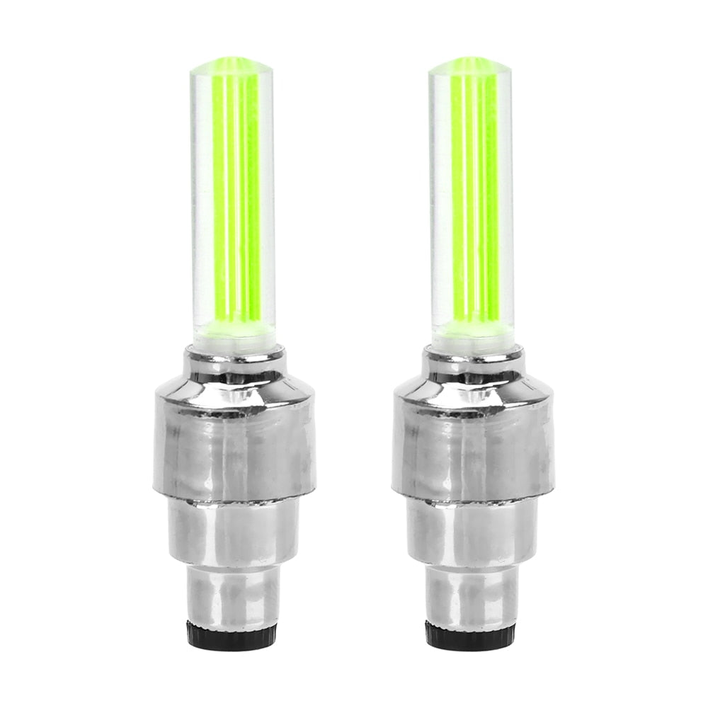 FORAUTO 2PCS Car Wheel LED Light Motocycle Bike Light Tire Valve Cap Decorative Lantern Tire Valve Cap Flash Spoke Neon Lamp