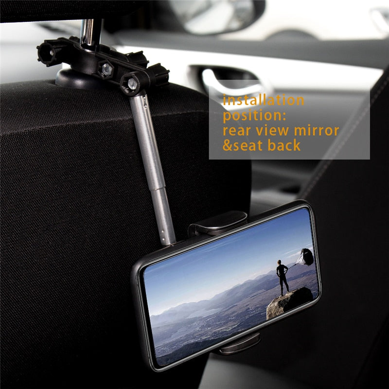 Adjustable Car Rearview Mirror Mount Phone Holder for iPhone 12 - Secure GPS Seat Smartphone Car Phone Holder Stand