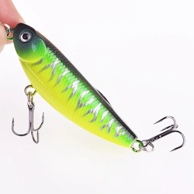 Premium Top Water Pencil Fishing Lure - 5cm 5.5g Floating Wobbler with 10# Hooks for Bass