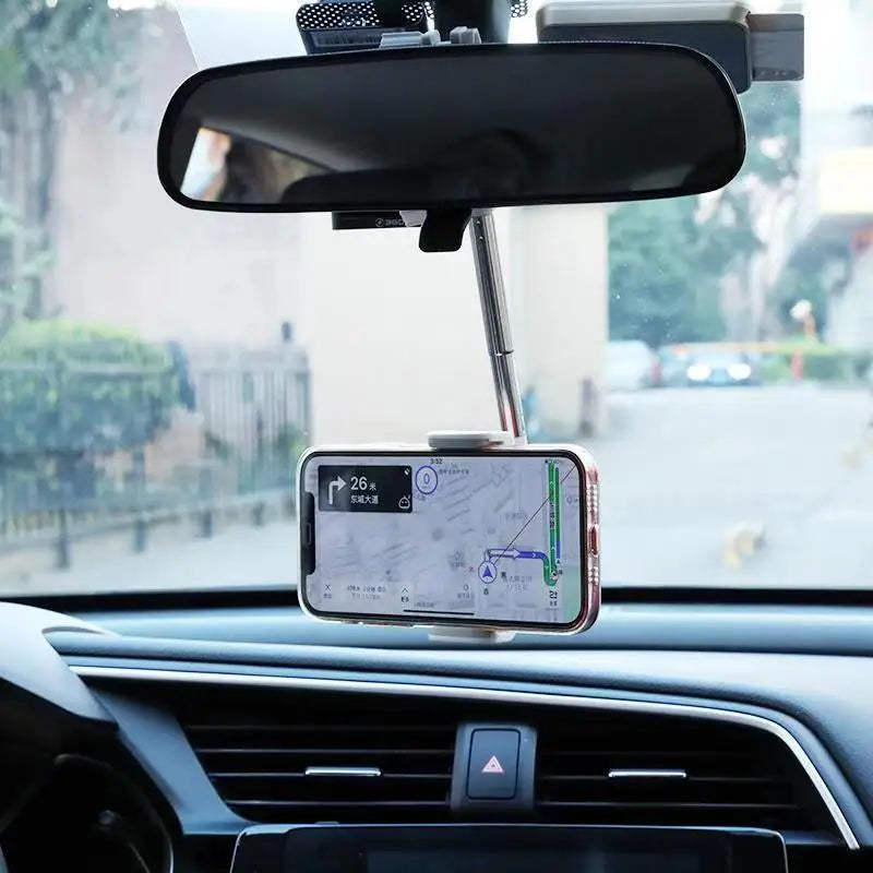 2022 New Car Rearview Mirror Mount Phone Holder - Adjustable Stand for iPhone 12, GPS, and Smartphones