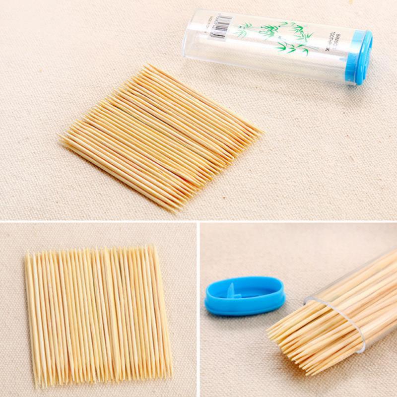 Disposable Wood Toothpick - 100Pcs/Box, Double Sharp, Natural Bamboo, Home Restaurant Hotel Product, Random Color