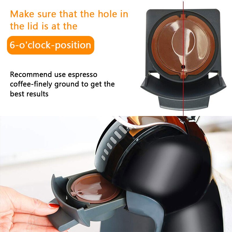 Reusable Coffee Filters Set - Refillable Coffee Capsules Pods for Dolce Gusto Coffee Maker - Includes Spoon and Cleaning Brush - 2/4/6 PCS