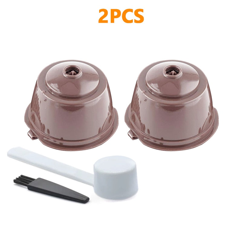 Reusable Coffee Filters Set - Refillable Coffee Capsules Pods for Dolce Gusto Coffee Maker - Includes Spoon and Cleaning Brush - 2/4/6 PCS