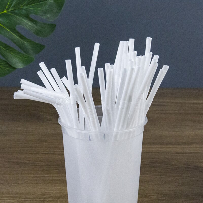 Black Disposable Straws - Flexible Drinking Straws, Plastic Curved Bendable Drink Tube, Reusable Straw, Wedding Bar Party Accessories