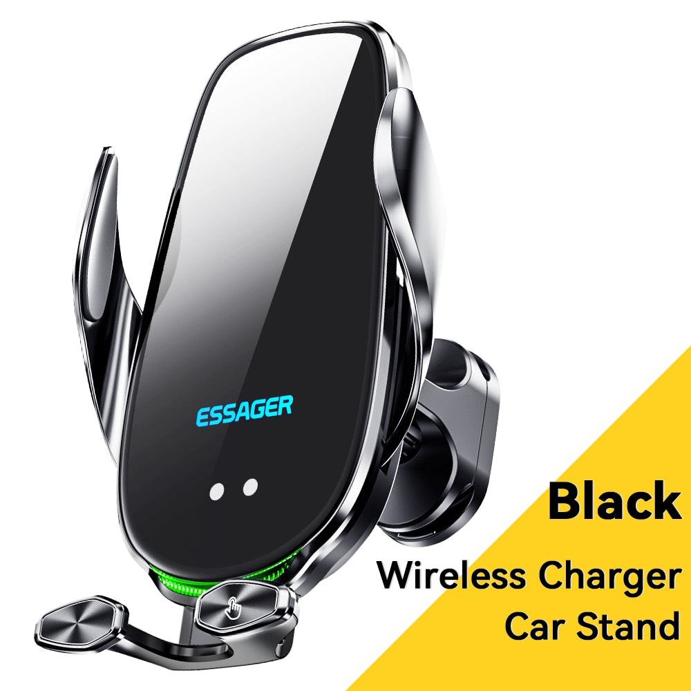 Essager Qi 15W Wireless Charger Car Phone Holder - In-Car Air Vent Mount for iPhone 14 13 12 X Pro Max, Xiaomi, Huawei - Fast Charging