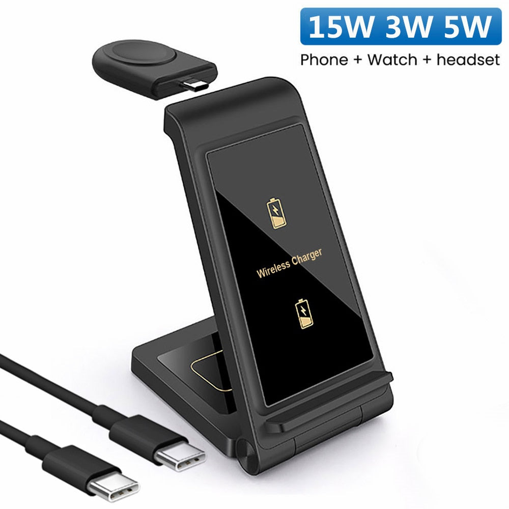 Wireless Charger Stand 3 in 1 - 20W Fast Charging Dock Station for Apple Watch, AirPods Pro, and iPhone 14 13 12 11 XS XR X 8