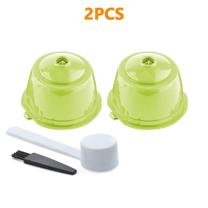 Reusable Coffee Filters Set - Refillable Coffee Capsules Pods for Dolce Gusto Coffee Maker - Includes Spoon and Cleaning Brush - 2/4/6 PCS