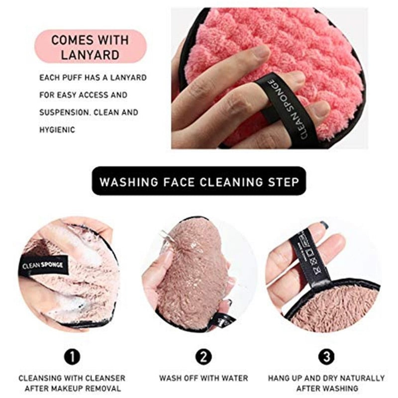 Reusable Cotton Makeup Remover Pads - Washable Face Clean Sponge Blender - Cleansing Puff Cloth for Foundation, Liquid, Cream - Makeup Tools