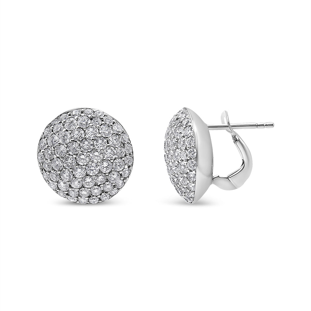 18K White Gold 3 1/2 Cttw Shared Prong Set Diamond Cluster Composite Disc Stud Earrings (F-G Color, VS1-VS2 Clarity)