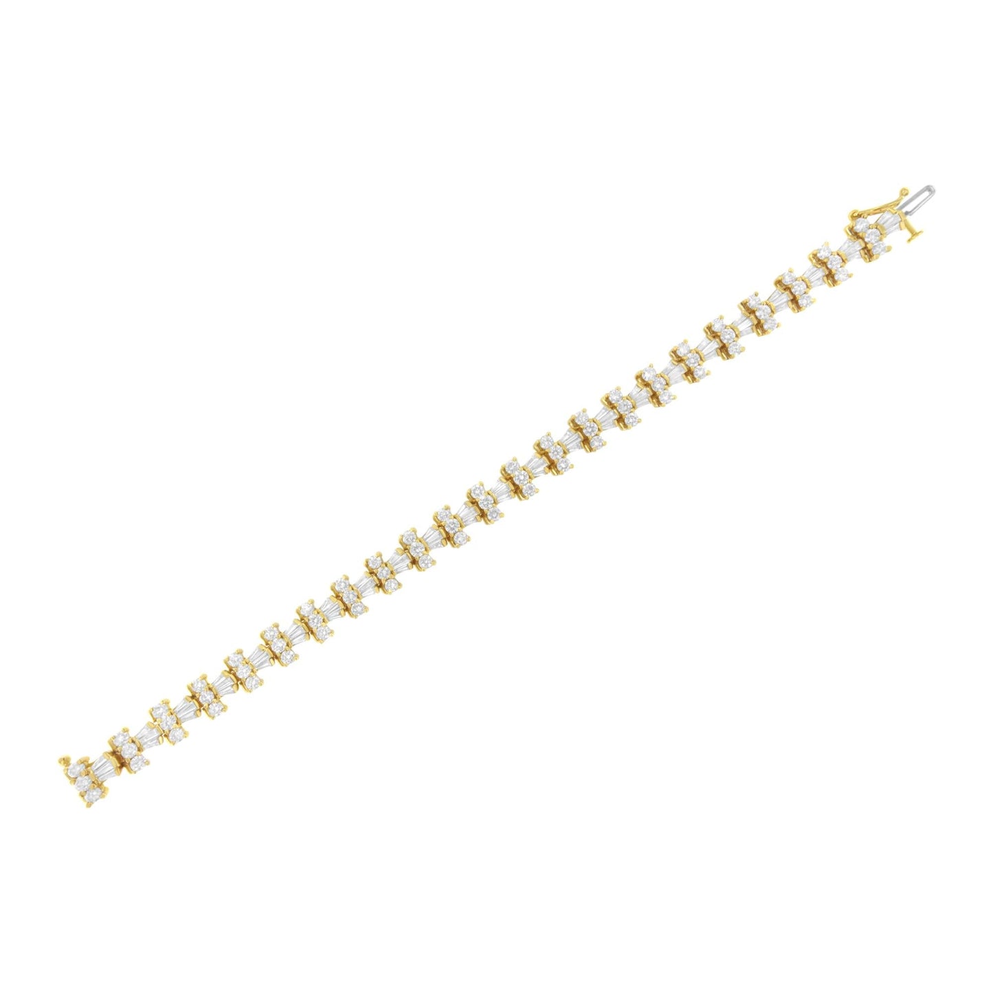 14K Yellow Gold 10 1/2 Cttw Diamond Tapered Baguette Sunburst Link Bracelet (H-I Color, SI1-SI2 Clarity) - Size 7.25"