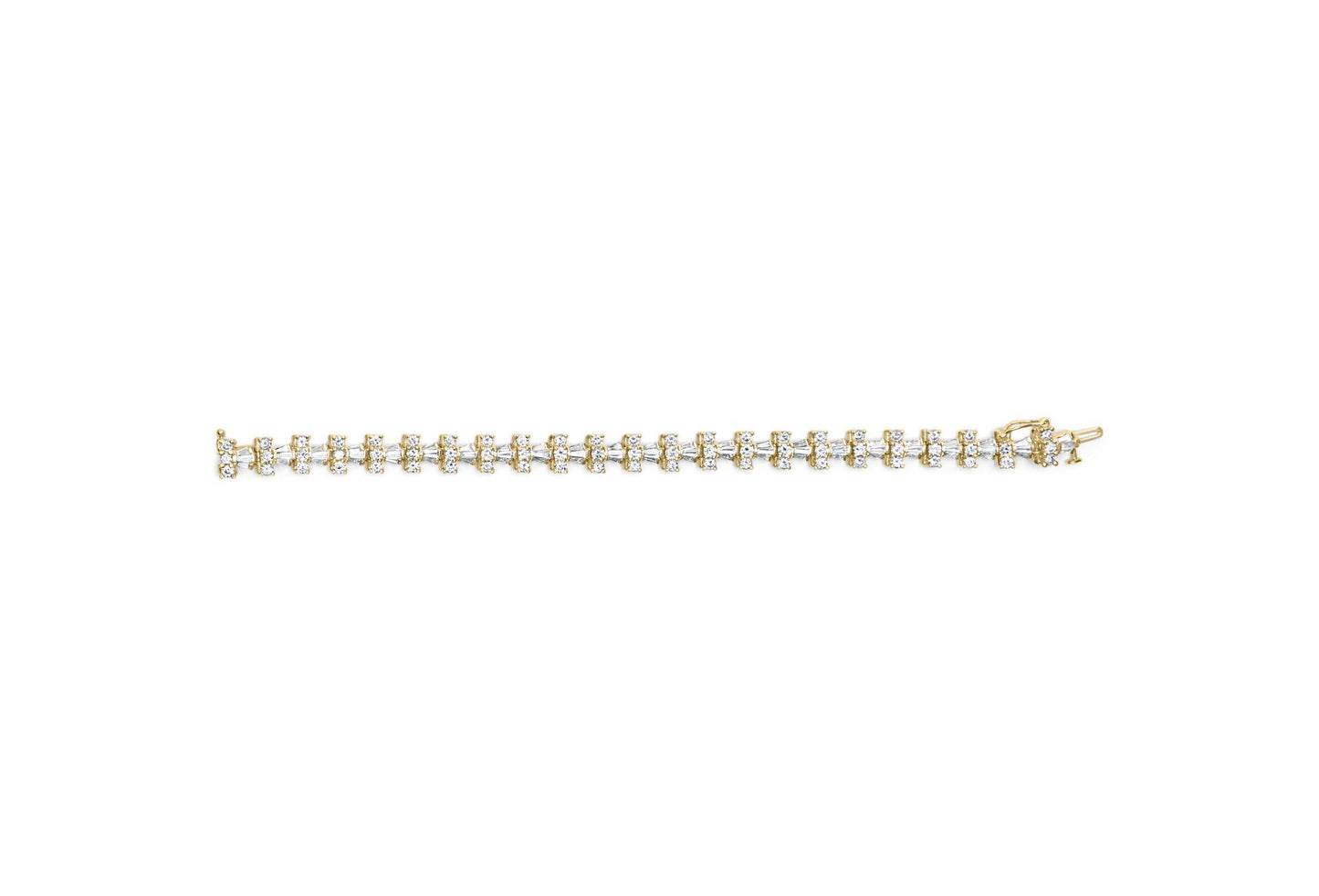 14K Yellow Gold 10 1/2 Cttw Diamond Tapered Baguette Sunburst Link Bracelet (H-I Color, SI1-SI2 Clarity) - Size 7.25"