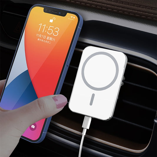 Magnetic MagSafe Car Phone Mount - iPhone 12, 13, 14 Pro Max Accessories - 15W Fast Qi Wireless Charging - Smartphone Car Charger